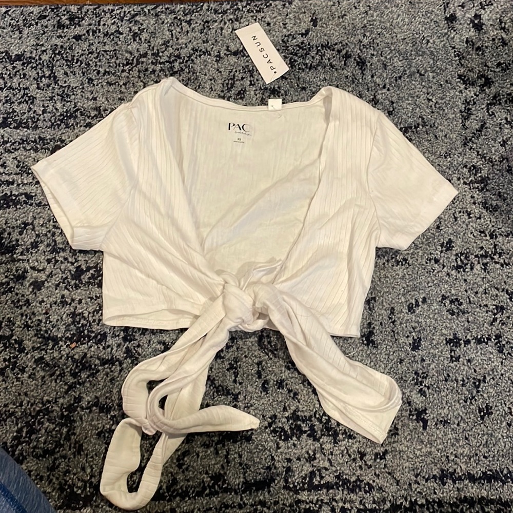 Pacsun white tie front top